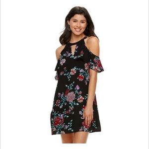 Candie's floral cold-shoulder mini dress in small